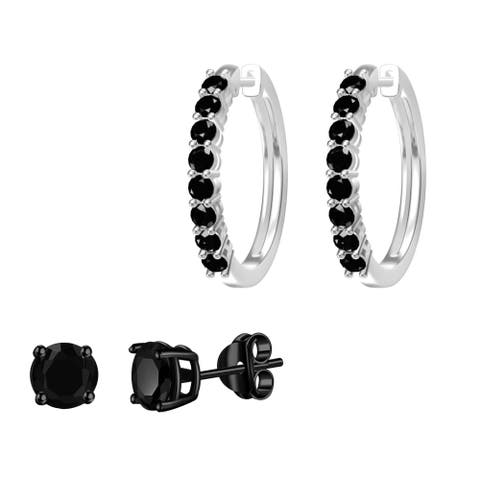 Black Rhodium Plated Studs And Hoops Set