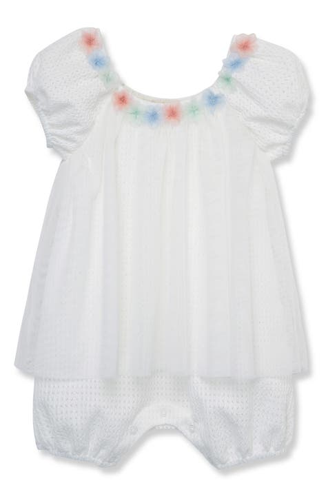 Floral Embellished Tulle Overlay Bubble Romper (Baby)