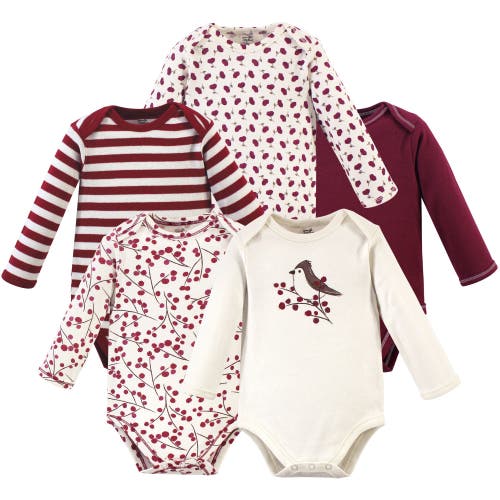 Touched By Nature Little Soft Organic Cotton Long-sleeve One-piece Essentials In Burgundy