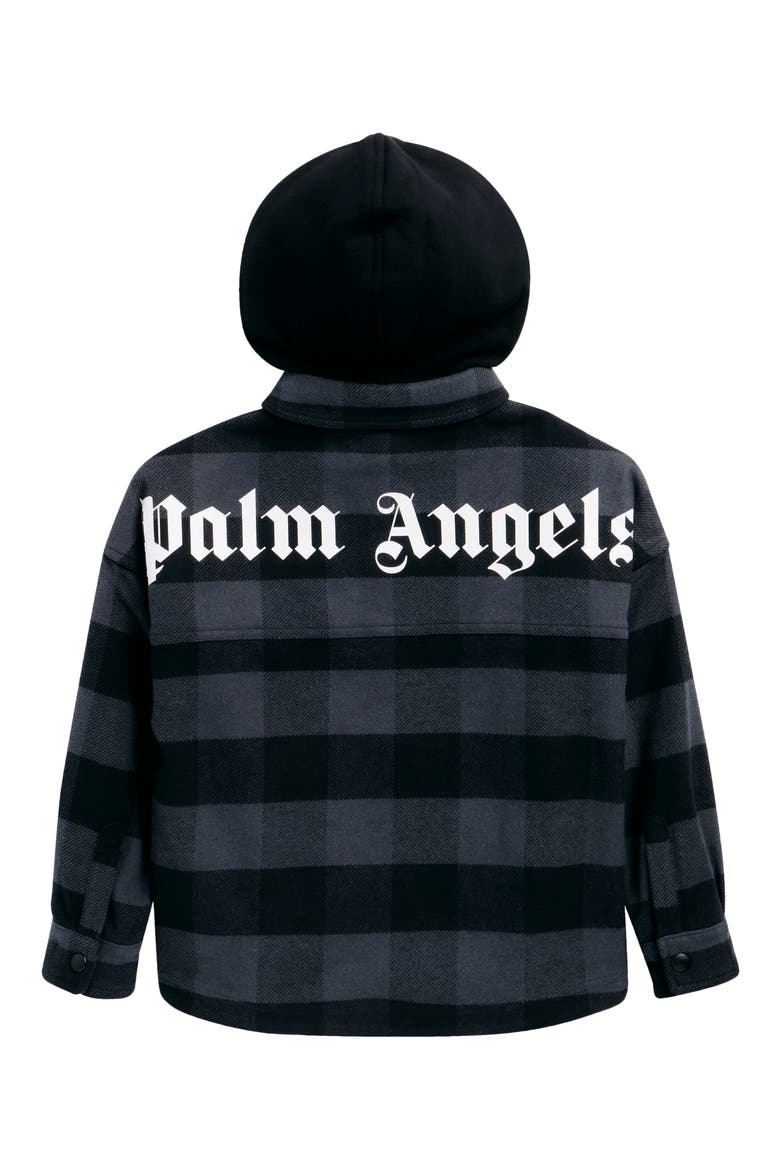 Kids' Hooded Cotton Overshirt, Alternate, color, BLACK/ WHITE