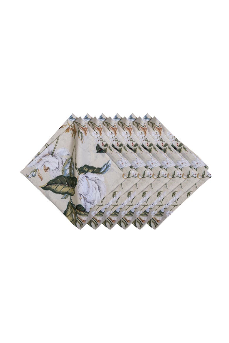 Garden Images Reversible Graphic Print Machine Washable Hemstitch Napkins Set of 6, Main, color, Green