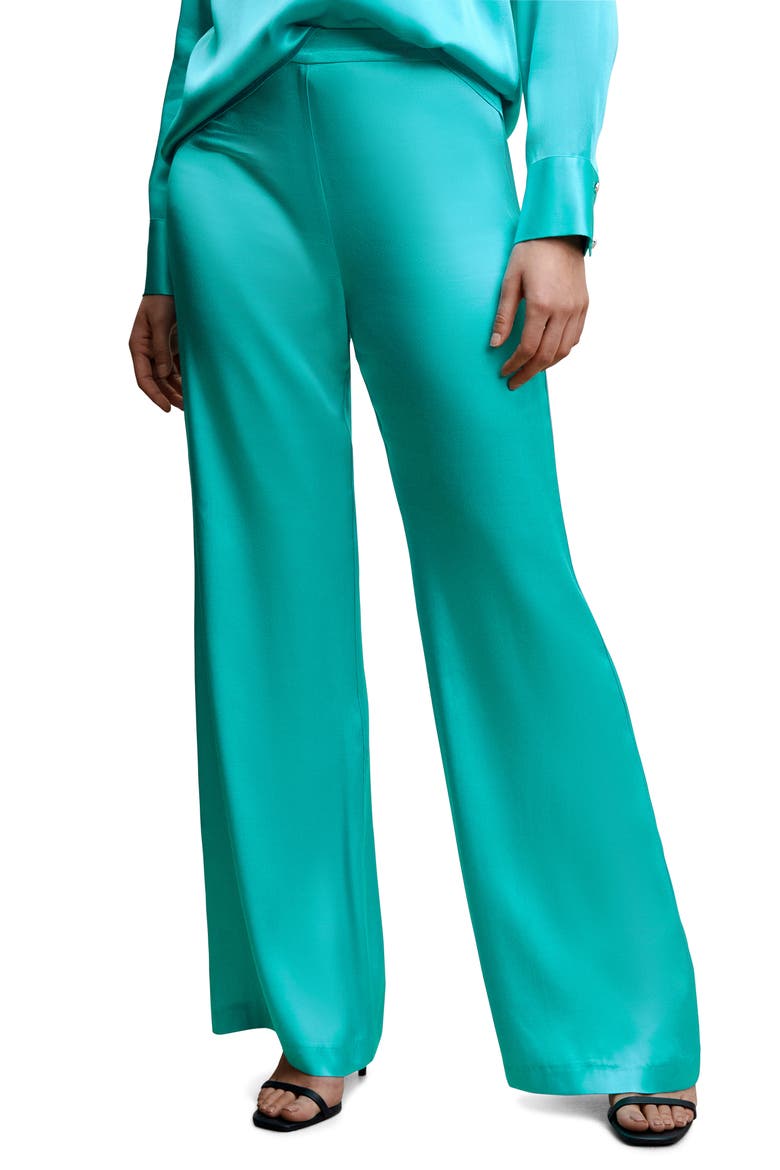 Satin Palazzo Pants, Main, color, TURQUOISE
