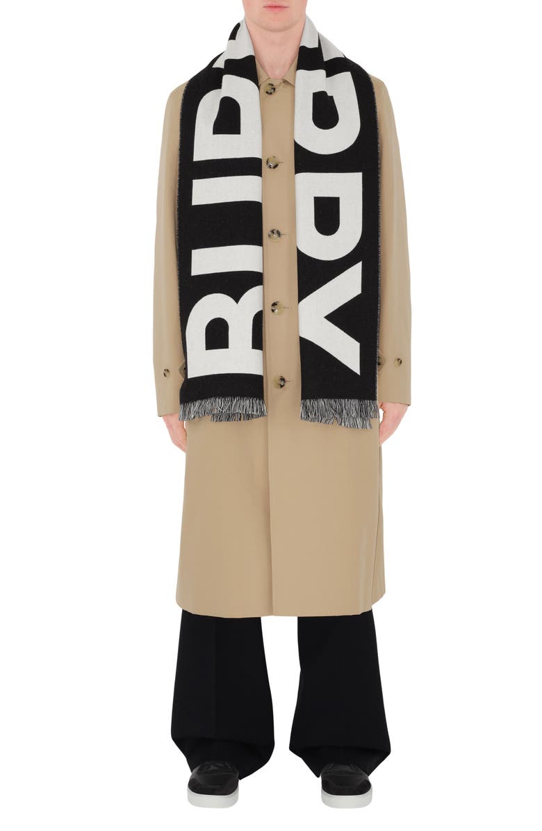 Burberry Core Wool Football Scarf, Alternate, color,