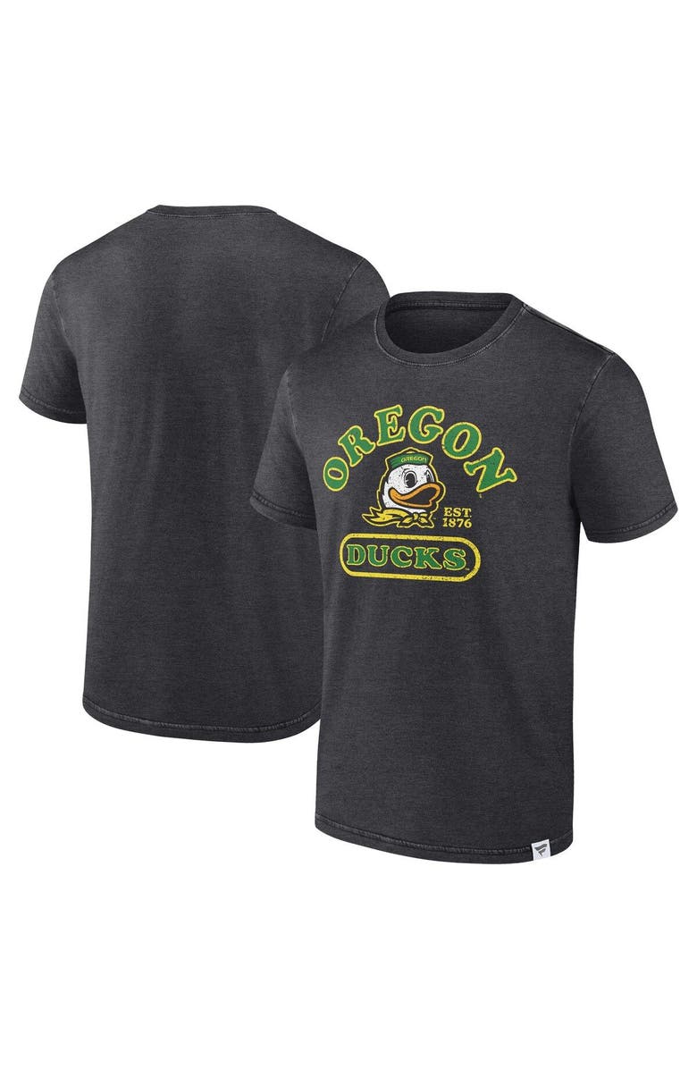 FANATICS Men's Fanatics Branded Heather Charcoal Oregon Ducks Old-School Pill Enzyme Washed T-Shirt, Main, color, 