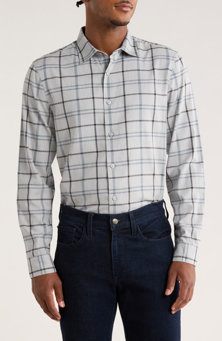 Nordstrom Flannel Button-Up Shirt, Main, color, Grey Earl Grid Plaid