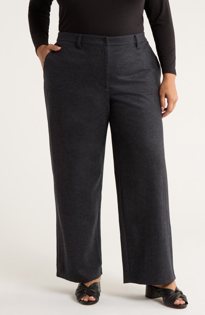Eileen Fisher Wide Leg Virgin Wool Pants, Main, color, Charcoal