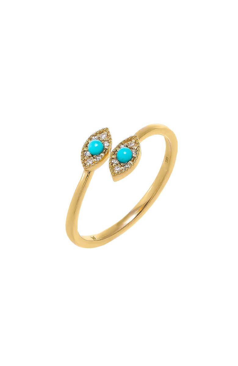 BY ADINA EDEN Diamond Pave & Turquoise Evil Eye Wrap Ring 14K, Main, color, Turquoise