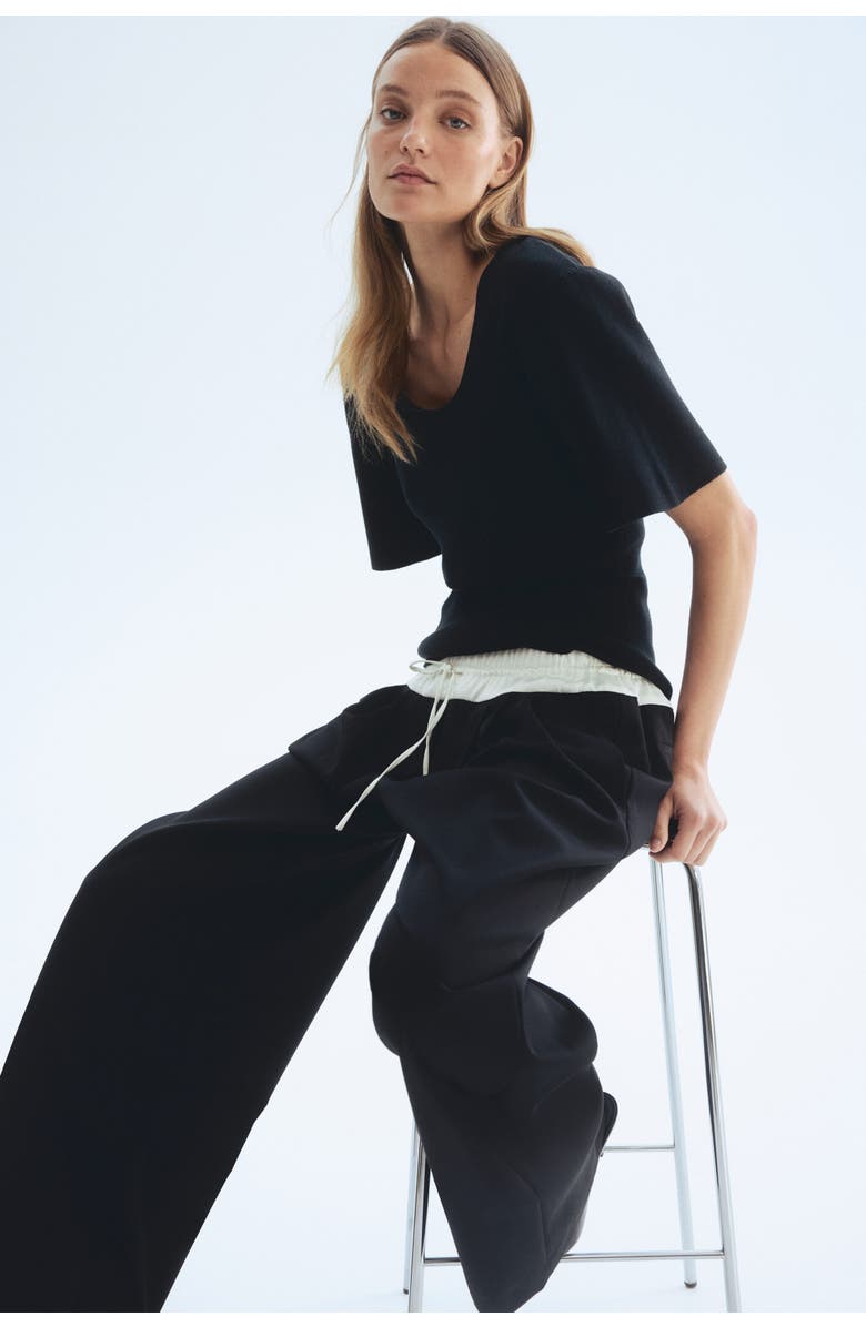 H&M Fine-knit T-shirt, Alternate, color, Black