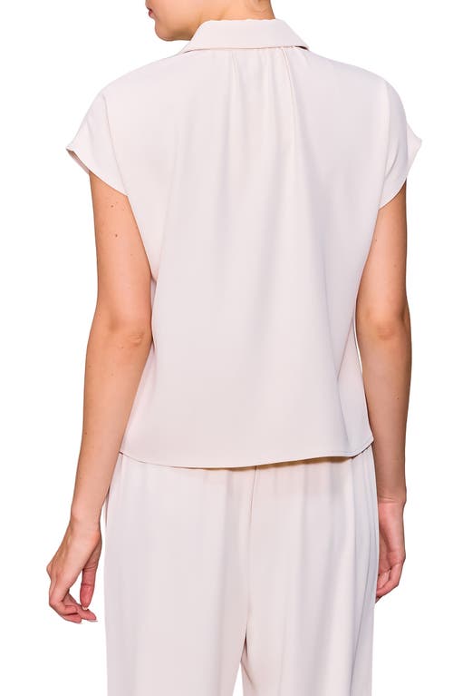 Melloday Cap Sleeve Button-up Shirt In White