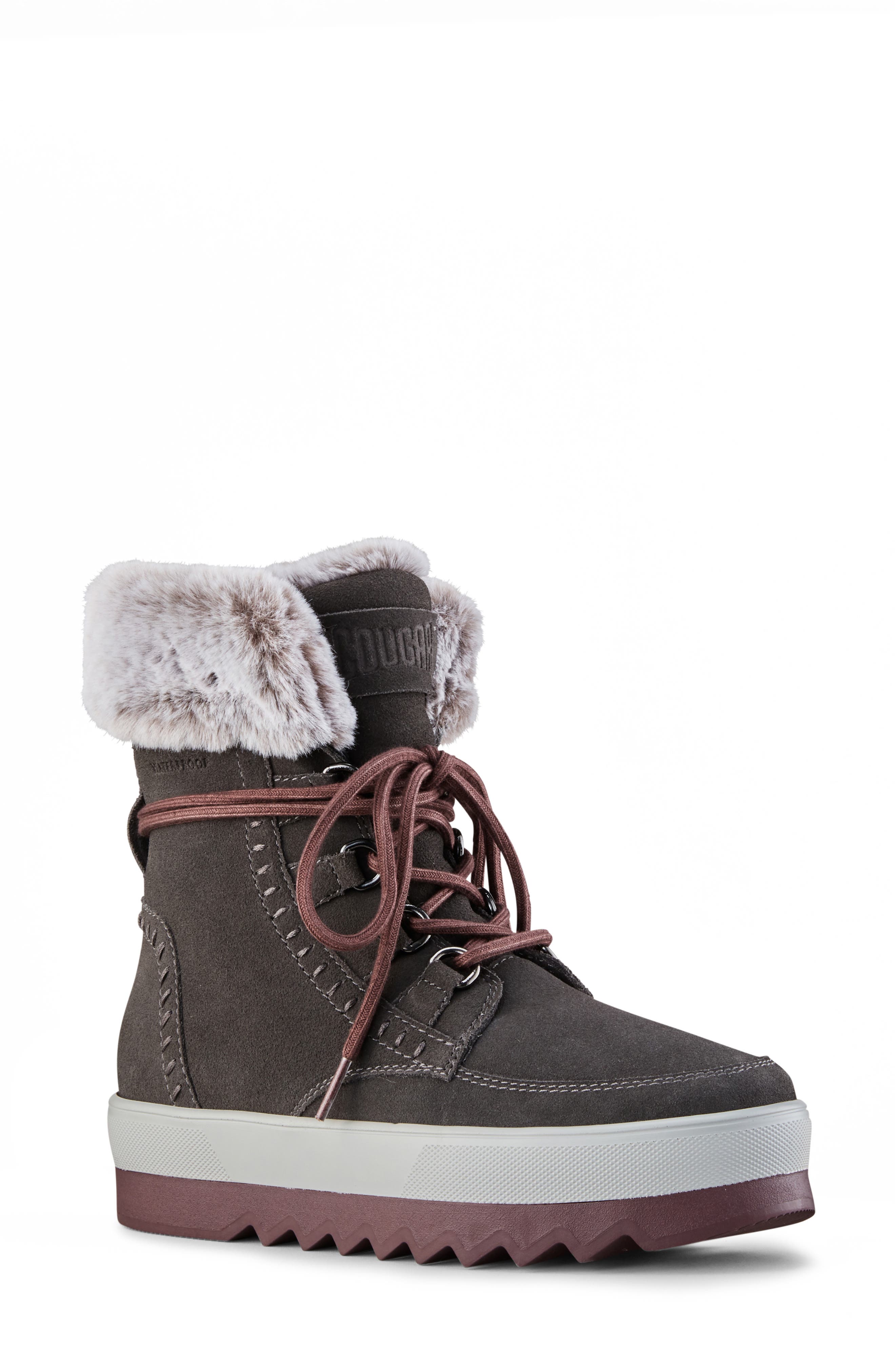 Vanetta Faux Fur Trim Waterproof Boot, Main, color, PEWTER LEATHER