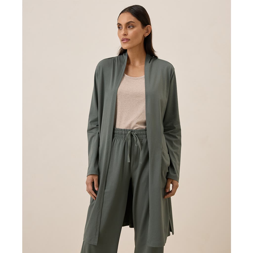 Shop Pact Organic Cotton Cool Stretch Lounge Duster In Castor Grey