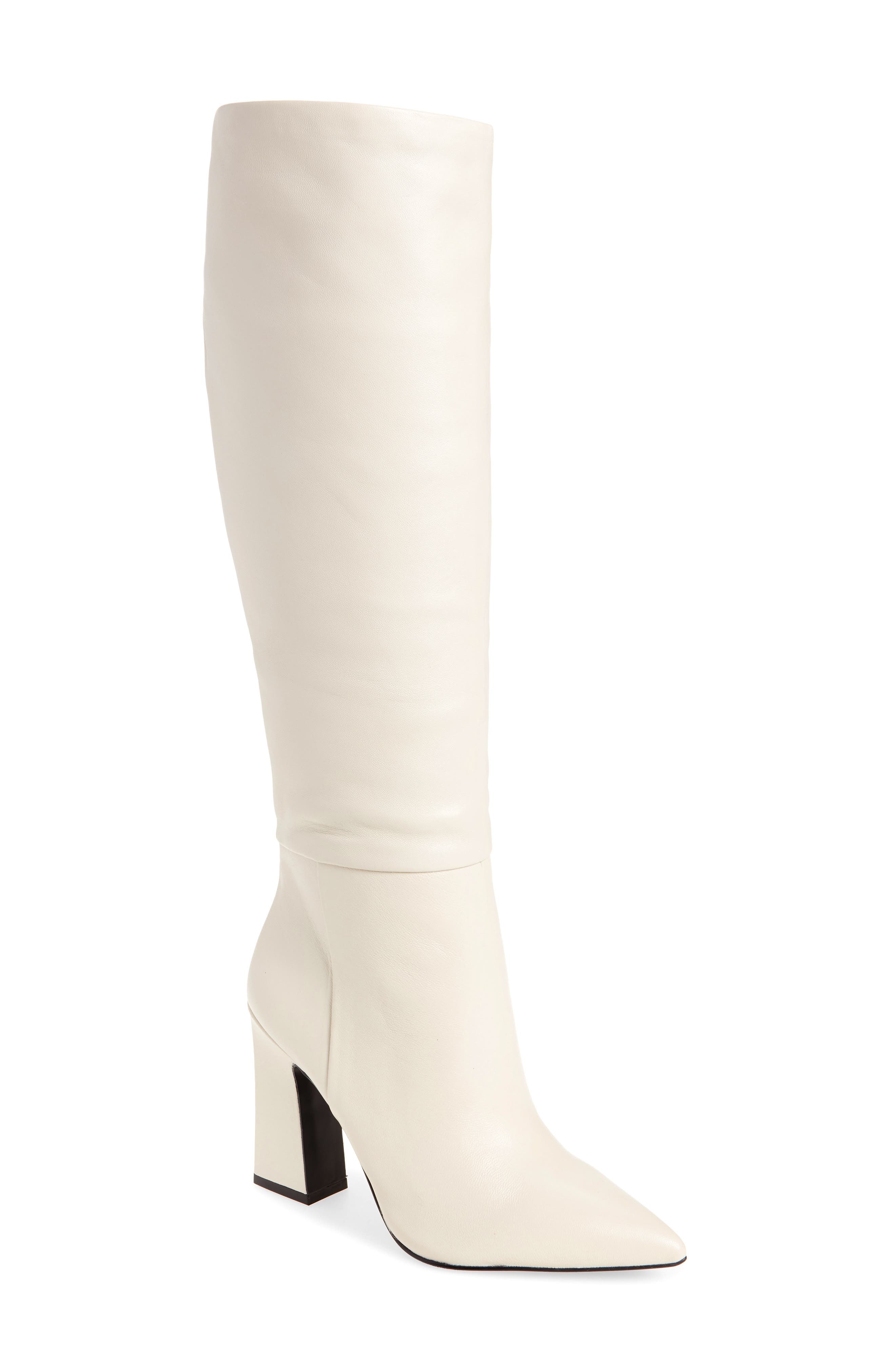 Showbiz Pointed Toe Knee High Boot, Main, color, BONE LEATHER
