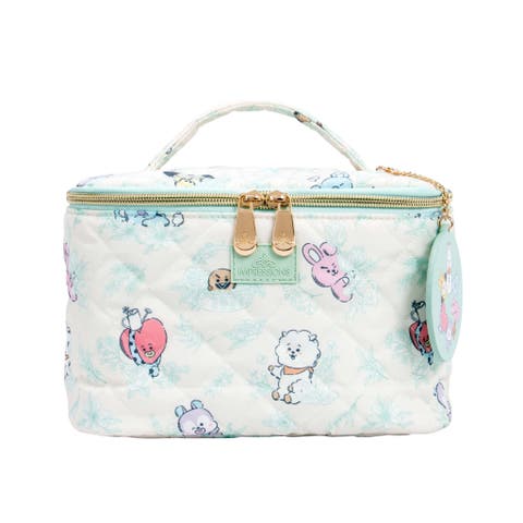 Bt21 Quilted Train Case With Mirror Keychain