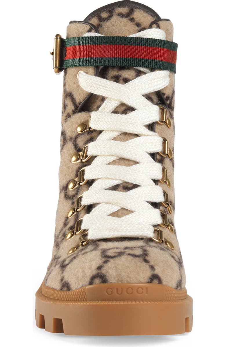 Gucci Trip GG Monogram Wool Combat Boot, Alternate, color,