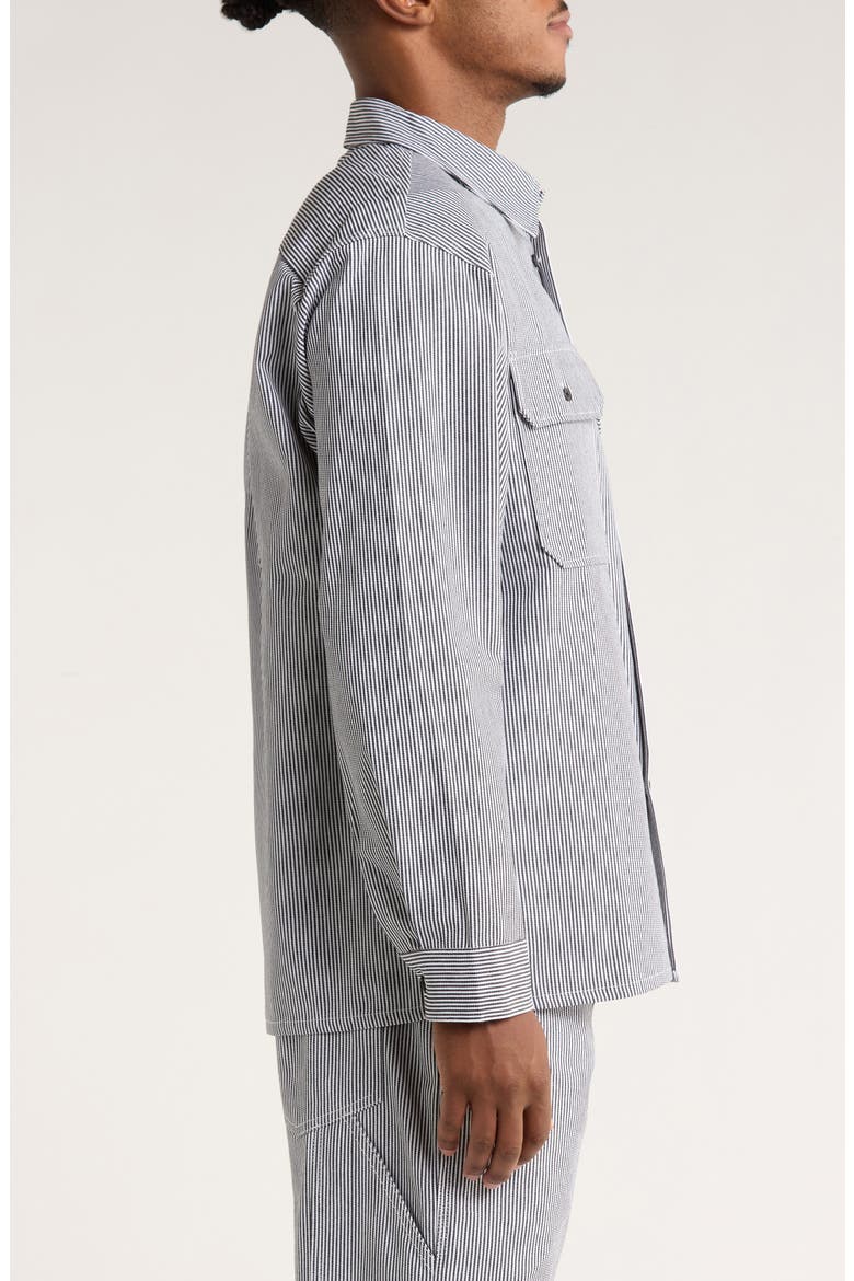 Utility Stripe Oversize Button-Up Shirt, Alternate, color, HICKORY