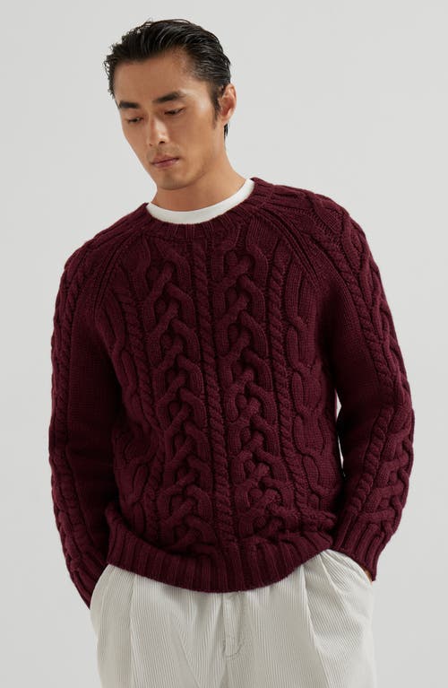 Brunello Cucinelli Cable Knit Sweater In Brown