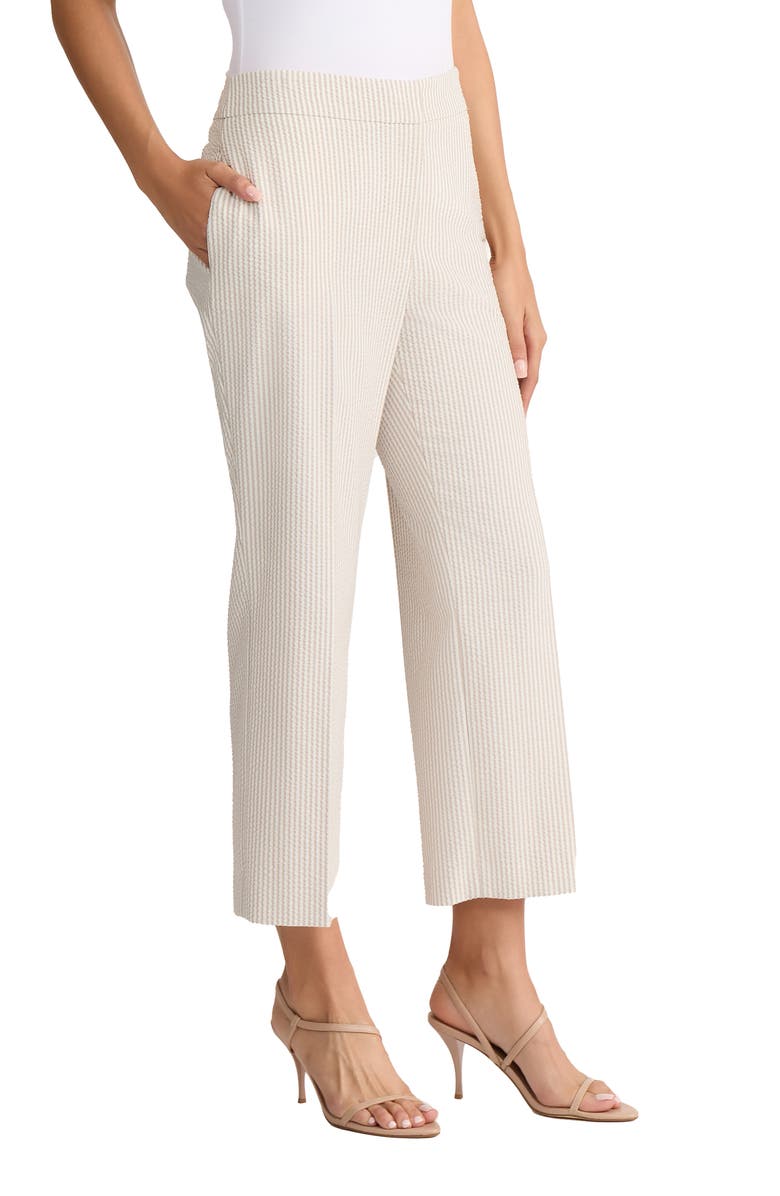 Jones New York Seersucker Stripe Ankle Pants, Alternate, color, Natural Stone/ Natural White