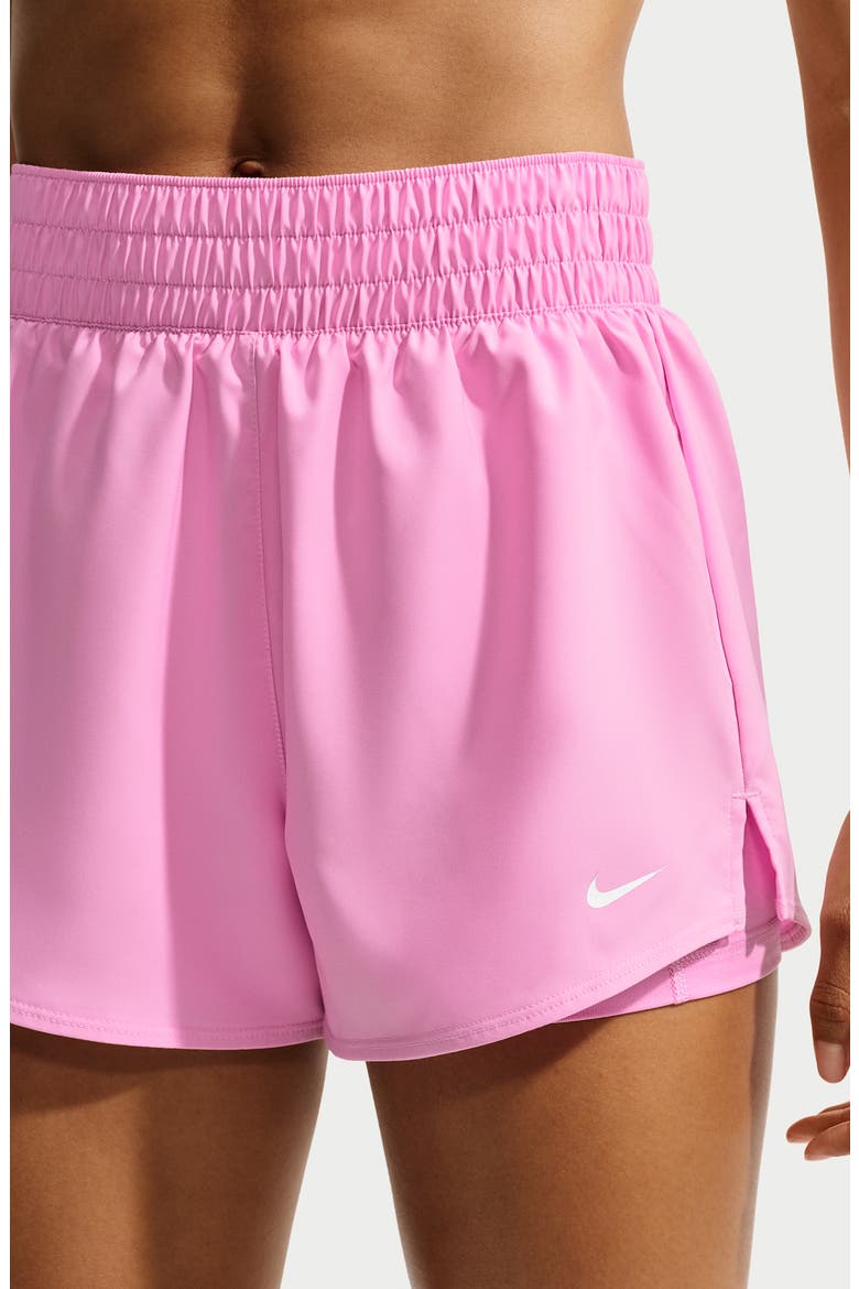 One Dri-FIT High-Waisted 3-Inch 2-in-1 Shorts, Alternate, color, PINK RISE/ WHITE