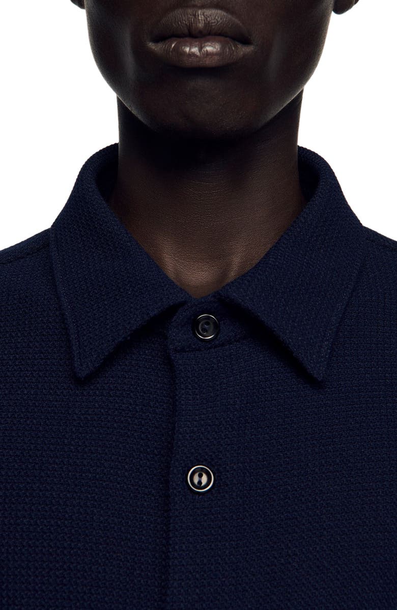 SANDRO Textured shark collar shirt, Alternate, color, Navy Blue