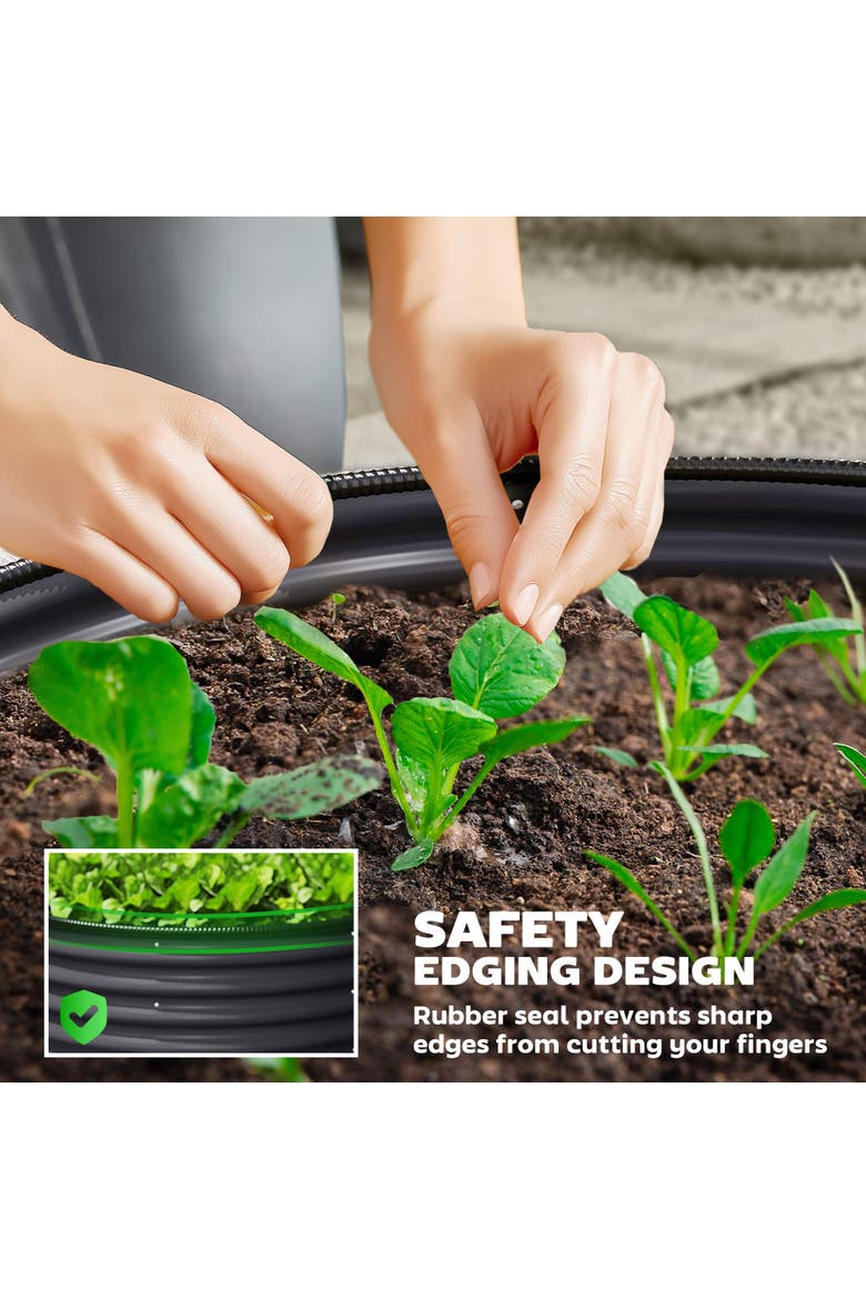 Raised Set of, Planters for Plants with Safety, Alternate, color, Dark Gray