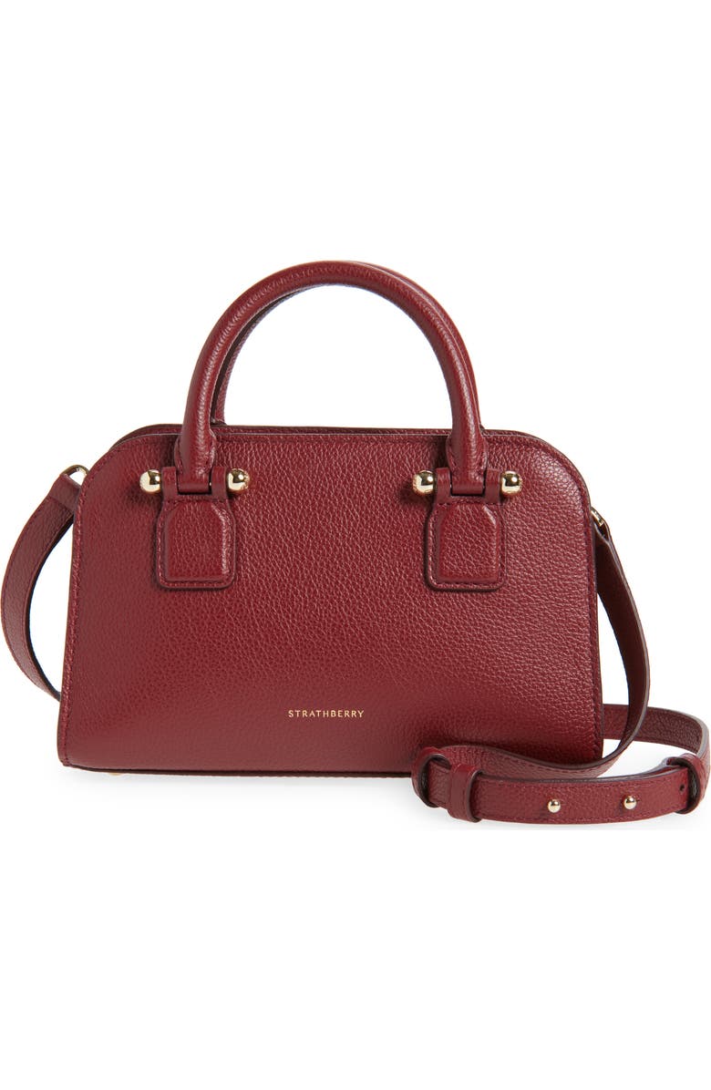 Strathberry Mini Georgia Leather Tote, Main, color, Oxblood