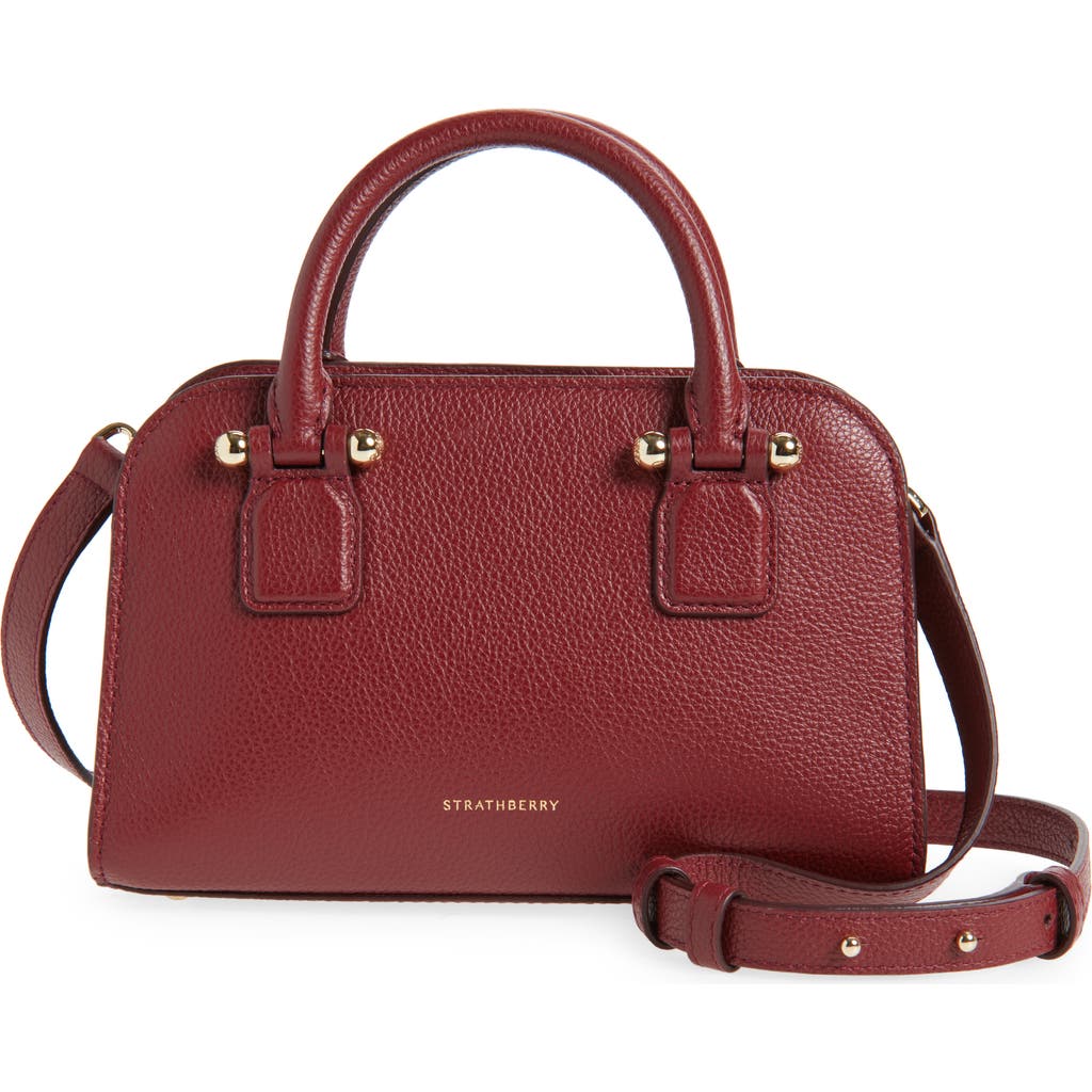 Strathberry Georgia Mini Fine Grain Leather Tote Bag In Burgundy
