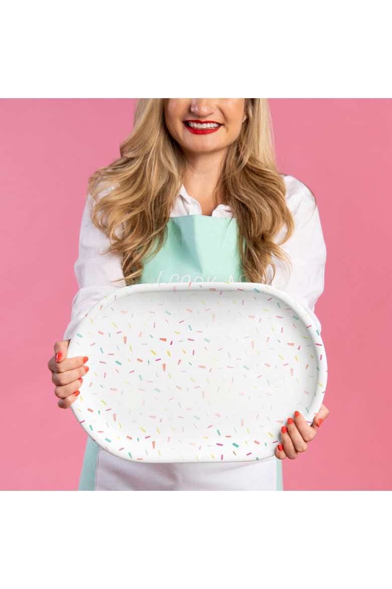 Confetti Platter Ceramic White, Alternate, color, White
