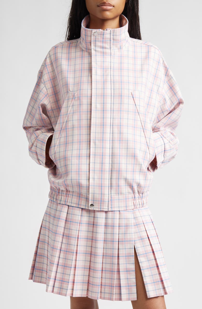 Sandy Liang Papas Plaid Windbreaker Jacket, Main, color, Pink Multi