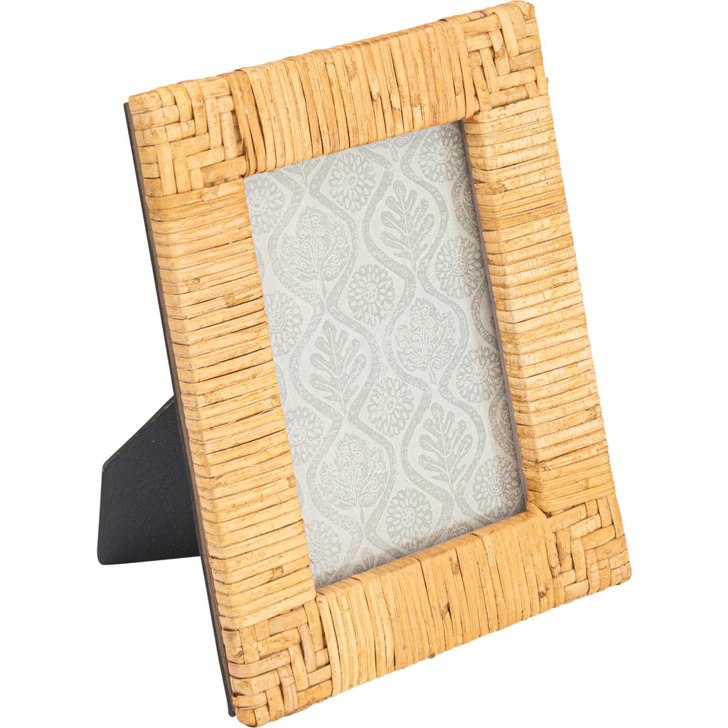 Storied Home Handwoven Rattan Photo Frame In Brown