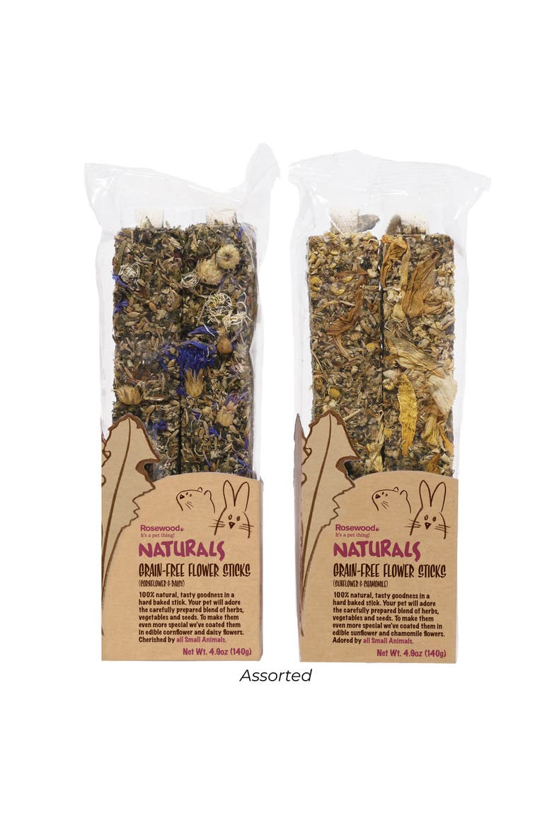 4 Pack Grain-Free Flower Sticks Pet Treat, Alternate, color, Multicolored