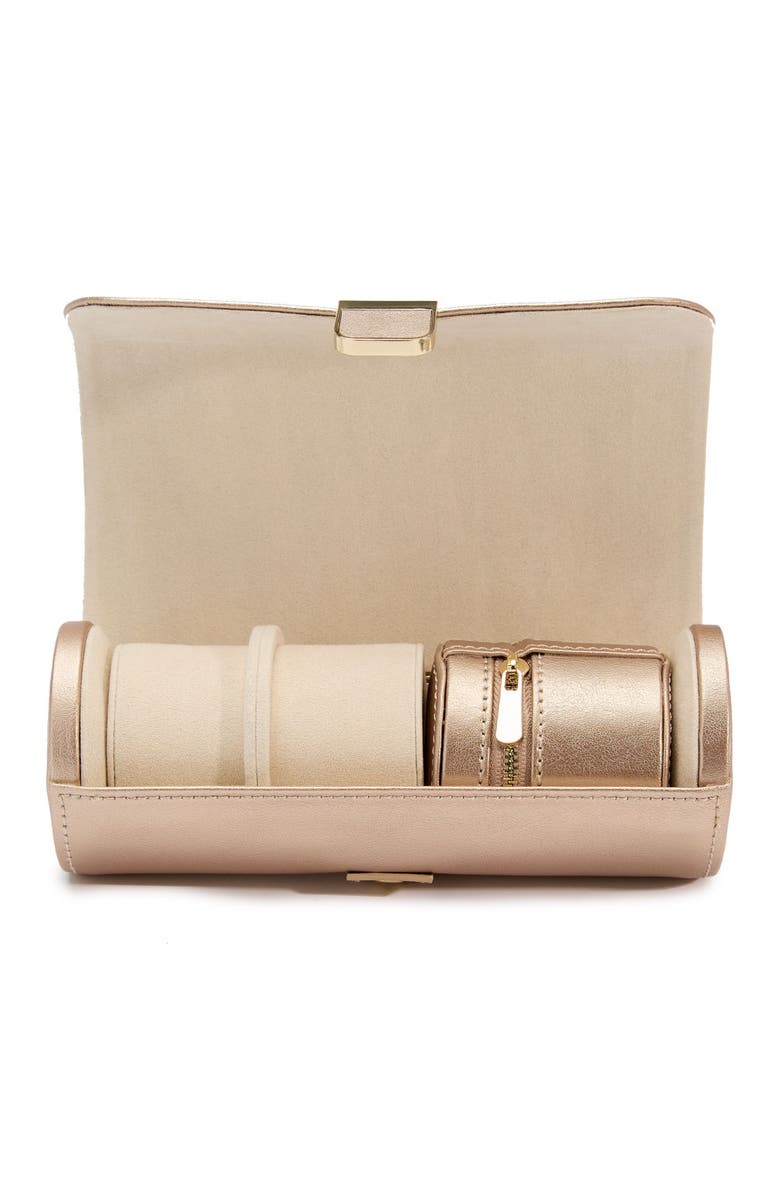 WOLF Palermo Double Watch Roll + Jewelry Pouch, Alternate, color, Rose Gold