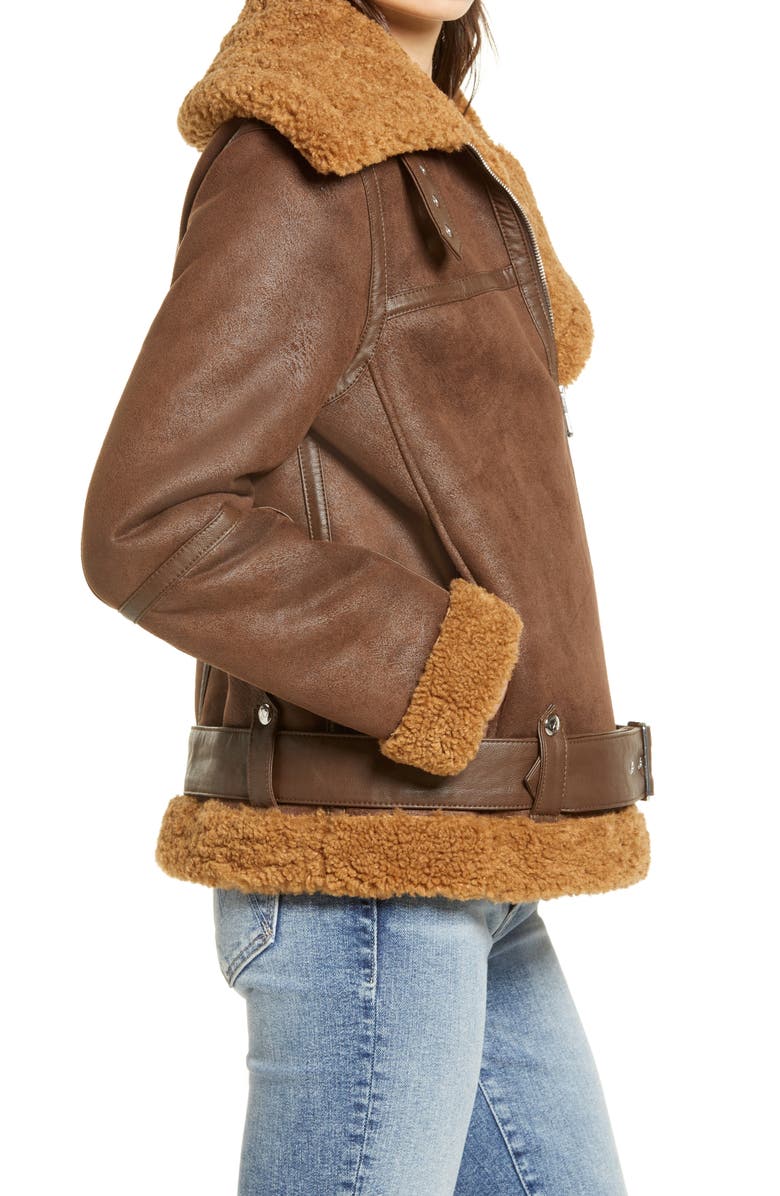 Sam Edelman Faux Shearling Moto Jacket, Alternate, color,