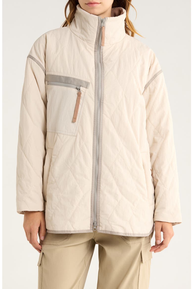 Encinitas Water Repellent Quilted Field Coat, Alternate, color, ALMOND