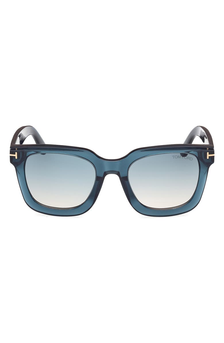 TOM FORD 52mm Gradient Square Sunglasses, Main, color, Blue/ Other / Gradient Green