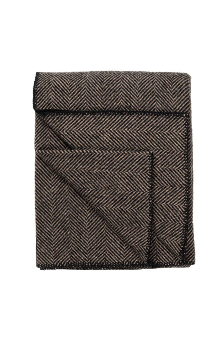 Prince of Scots Highland Tweeds Big Throw, Main, color, Black Herringbone