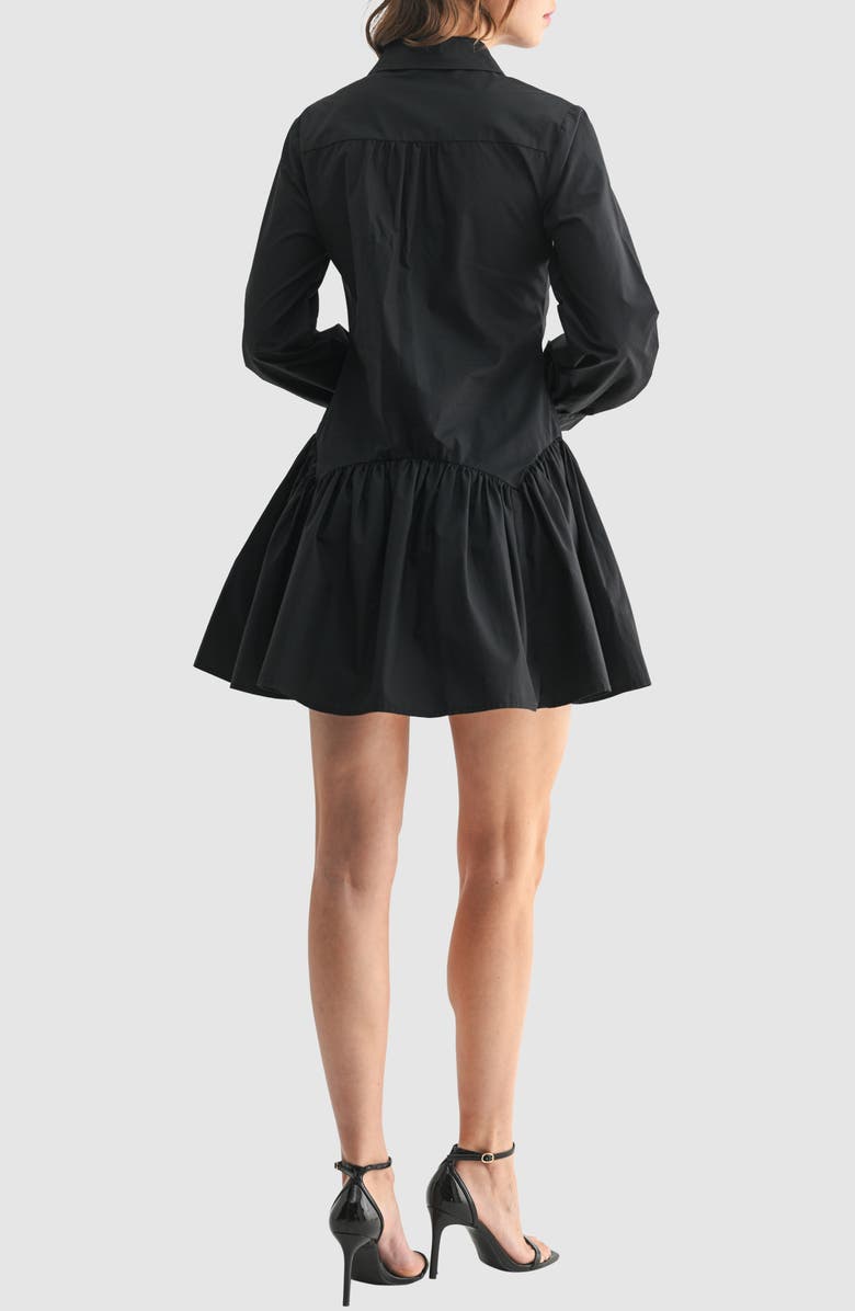 Lush Long Sleeve Ruffle Hem Shirtdress, Alternate, color, Black
