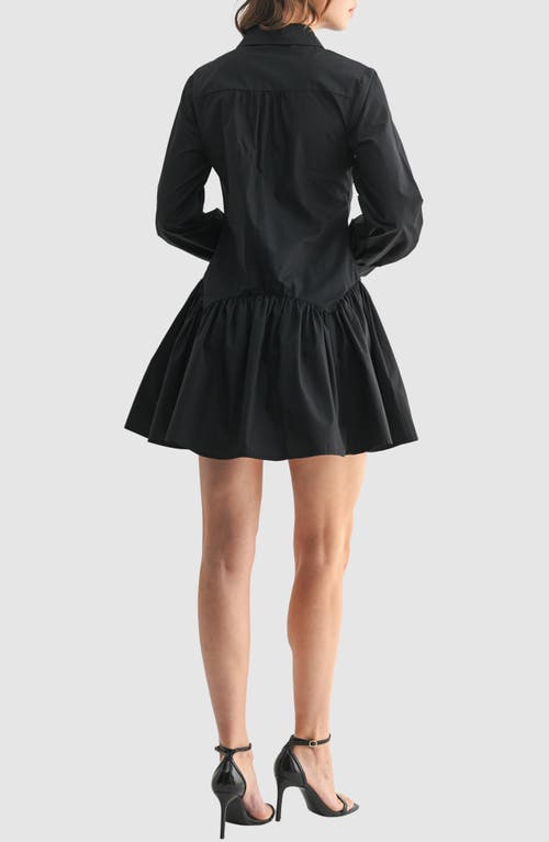 Lush Long Sleeve Ruffle Hem Shirtdress In Gray