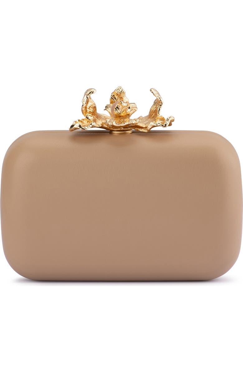 Olga Berg Adele Orchid Lock Frame Clutch, Main, color, Natural