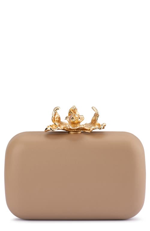 Olga Berg Adele Orchid Lock Frame Clutch In Natural