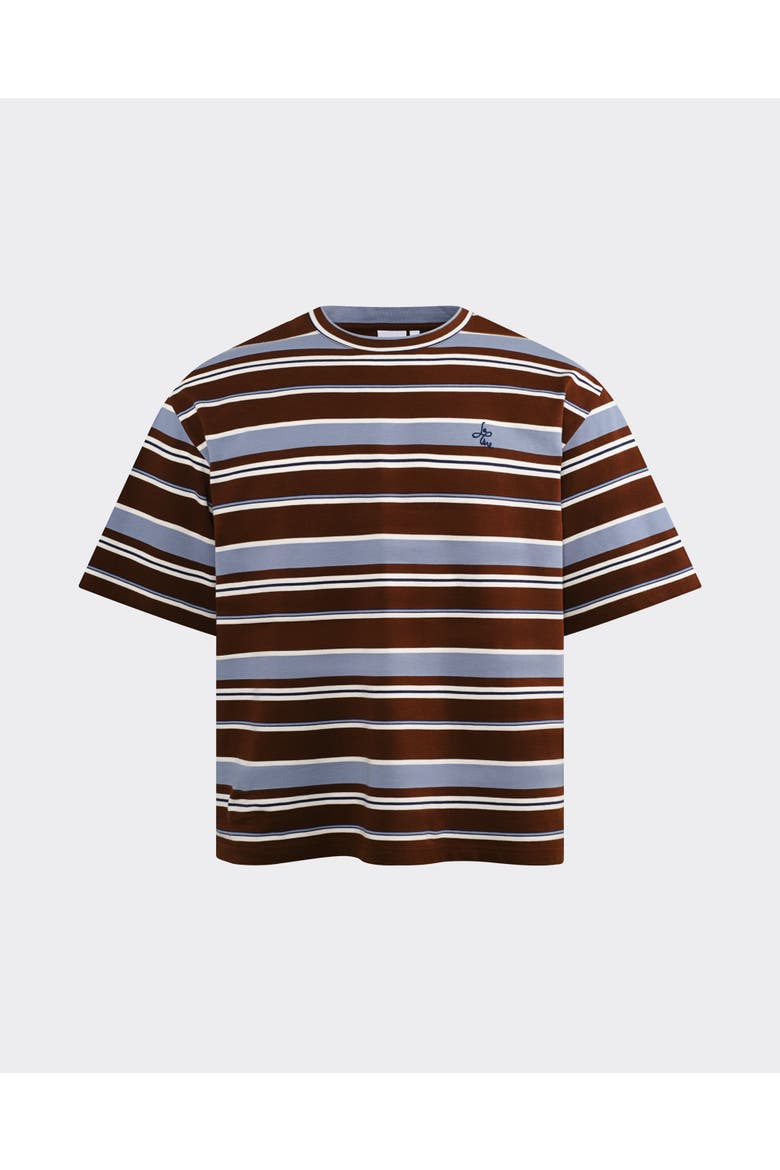 le PÈRE Blue Brown Striped Tommy Tee, Main, color, Blue/Brown Stripe