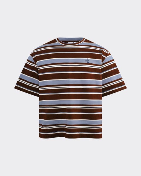 le PÈRE Blue Brown Striped Tommy Tee