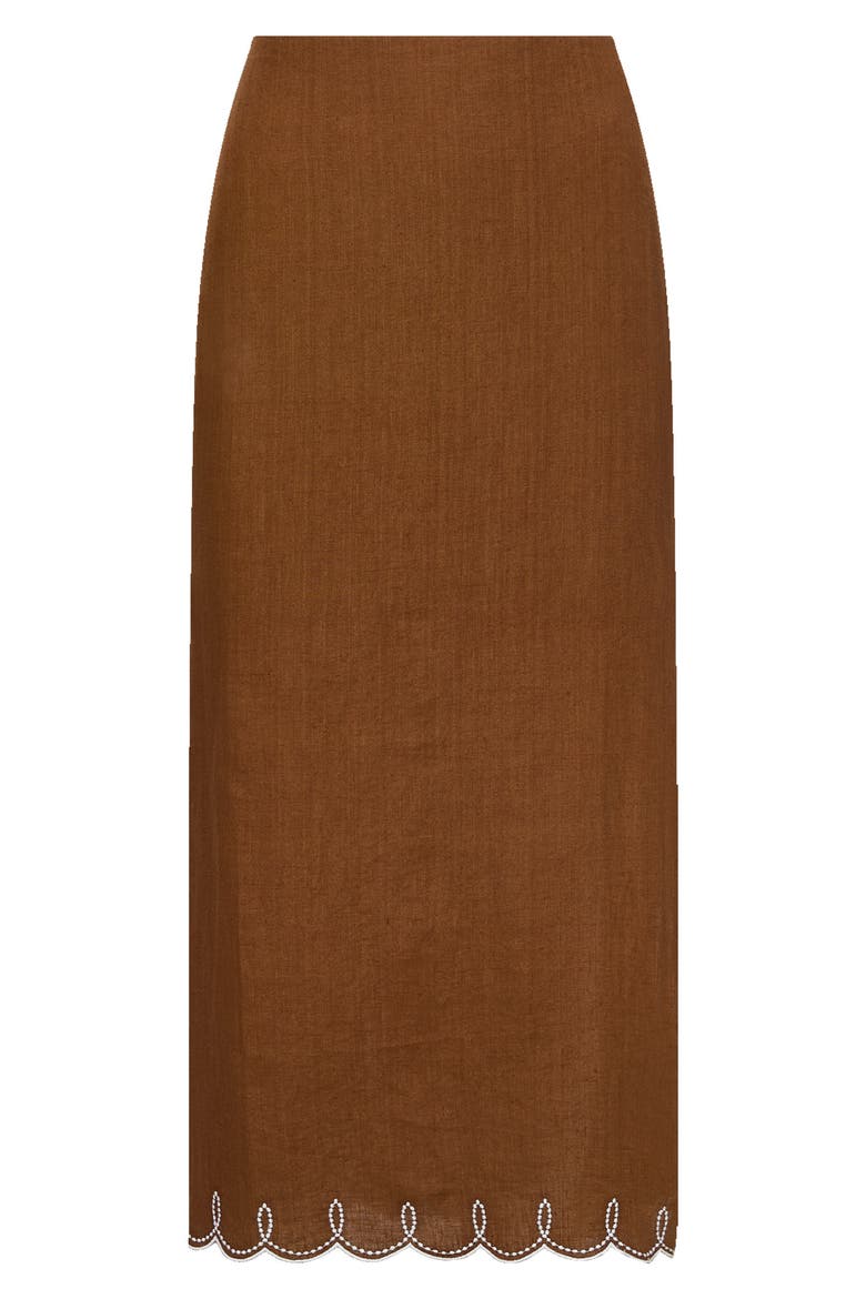 Malou Scallop Maxi Skirt, Alternate, color, DEEP OCHRE