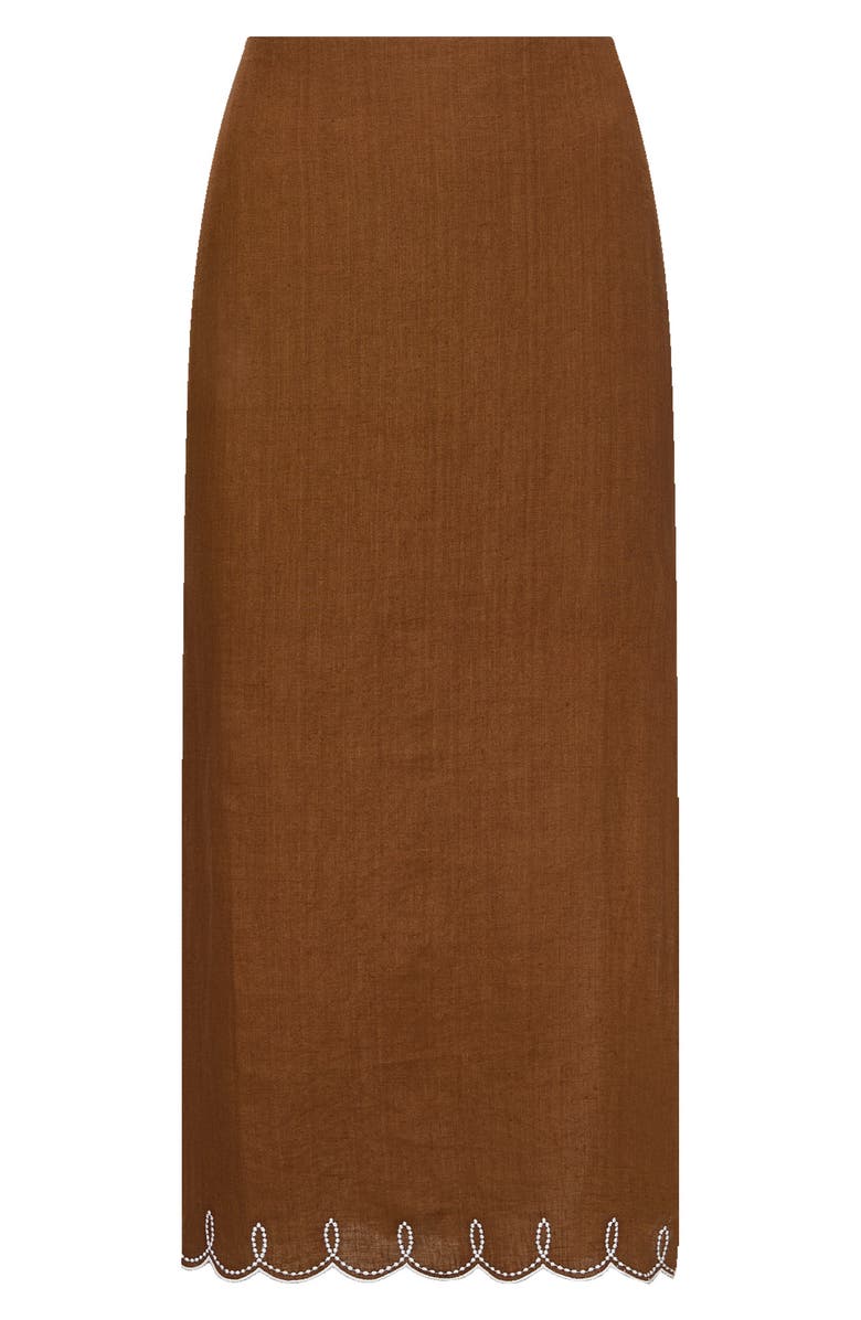 Veronica Beard Malou Scallop Maxi Skirt, Alternate, color, Deep Ochre