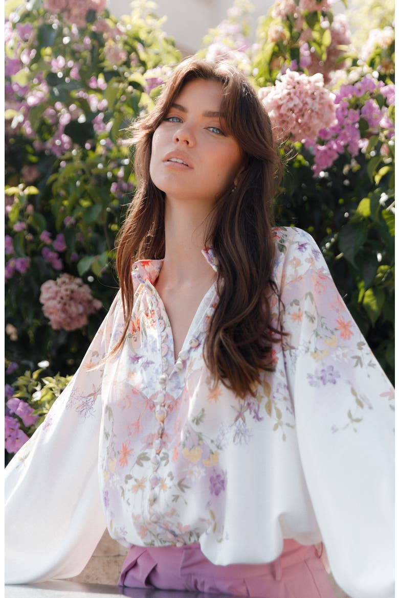 Tiarna Floral Print Shirt, Alternate, color, WHITE FLORAL