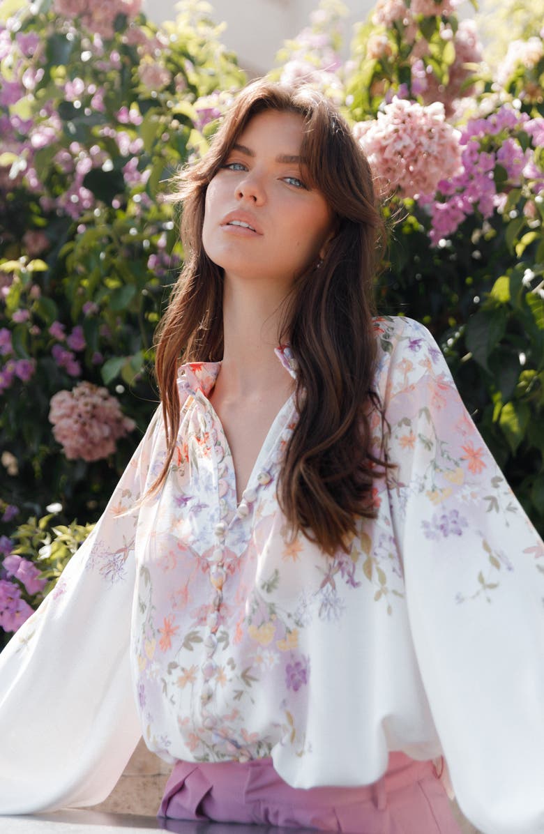 Petal & Pup Tiarna Floral Print Shirt, Alternate, color, White Floral