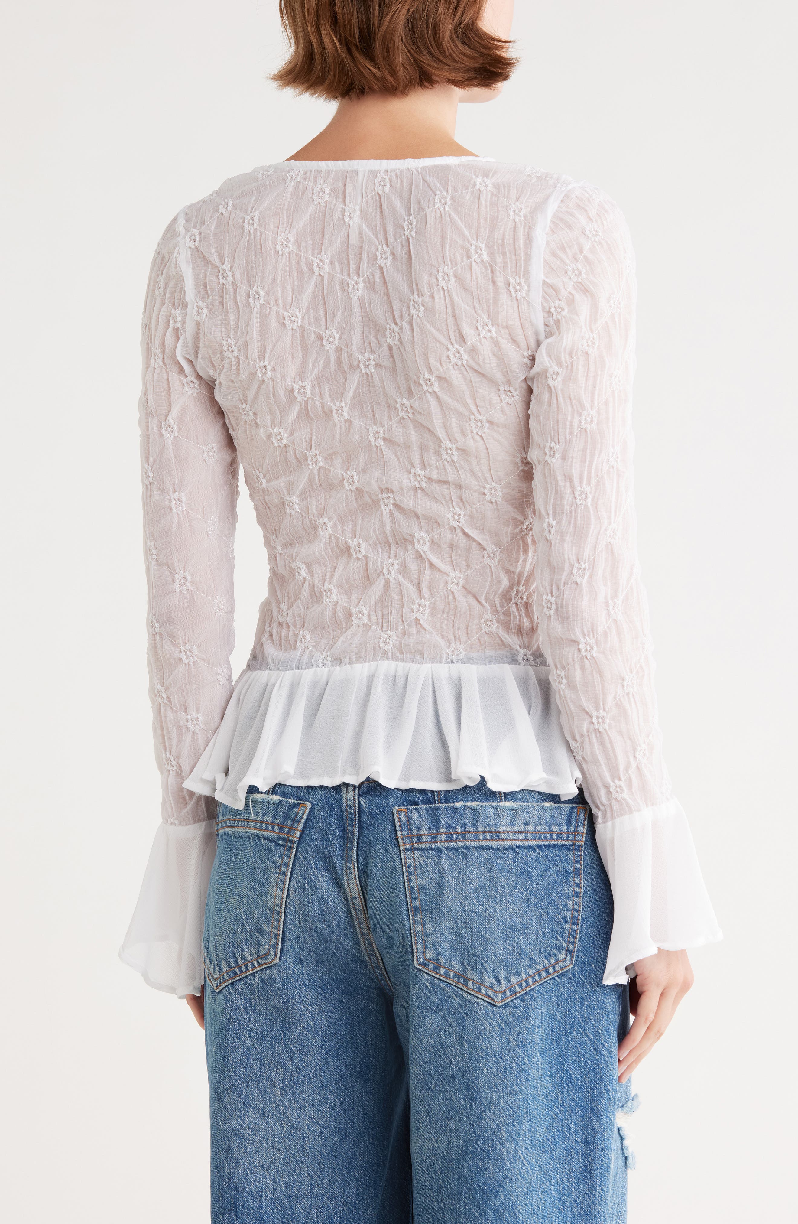 Elias Smocked Long Sleeve Button-Up Top - image 2