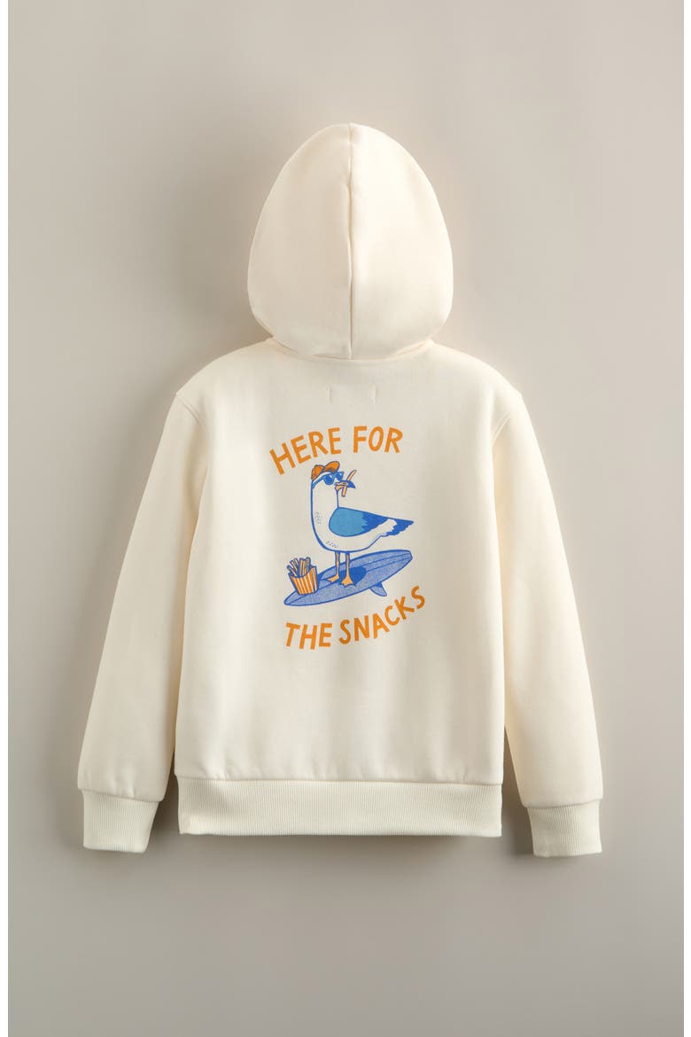 Kids' Graphic Fleece Hoodie, Alternate, color, IVORY EGRET - SEAGULL SNACKS