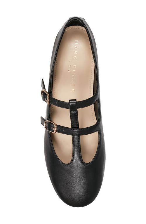 Marc Fisher Ltd Evie T-strap Flat In Black Leather