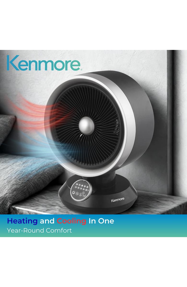 Kenmore 2 In 1 Black Desk Fan and Heater Combo, Alternate, color, Black