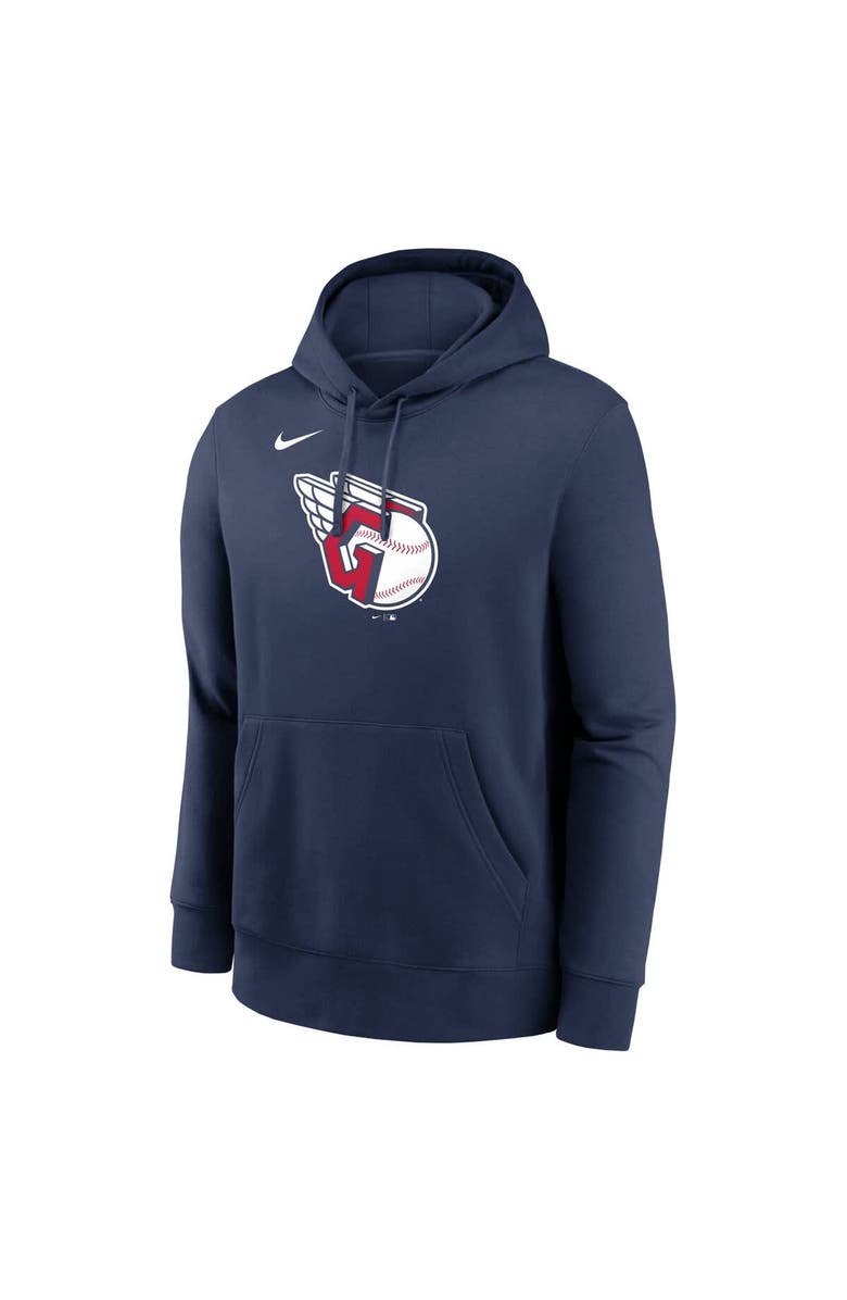 Nike Men's Nike Navy Cleveland Guardians Logo Club Fleece Pullover Hoodie, Alternate, color, Navy